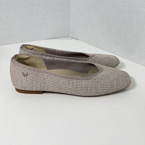 Vivaia Margot 2.0 Square-Toe V-Cut Flats EU 38 US 7 Almond Knit - Picture 4 of 12